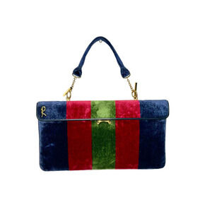 Roberta Di Camerino Velvet Chain Leather Lined Shoulder Bag
